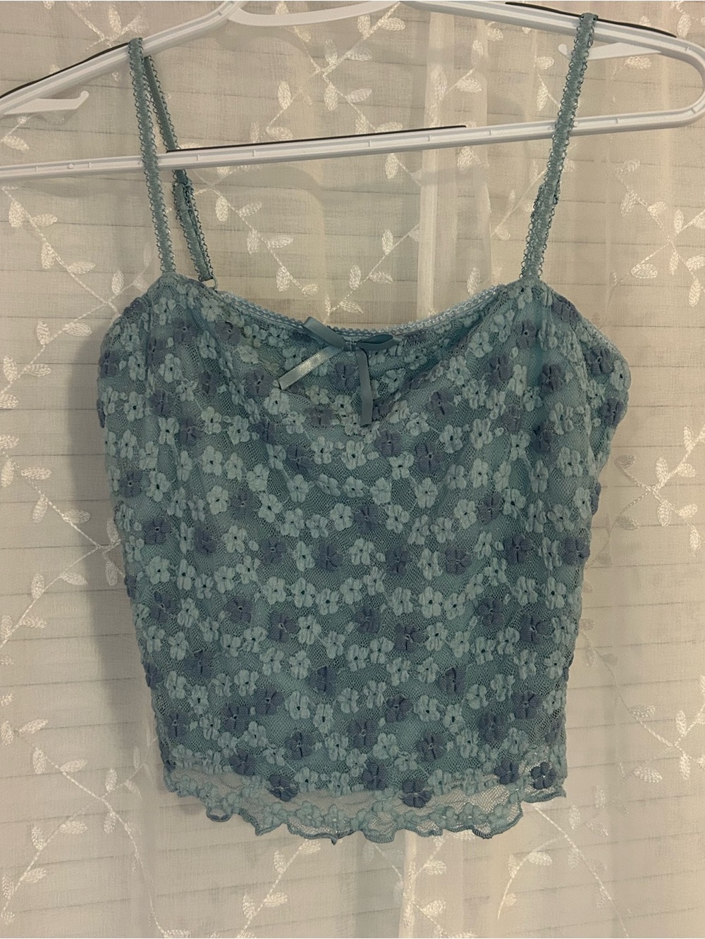 Lace Floral Camisole Tank in Dusty Teal
